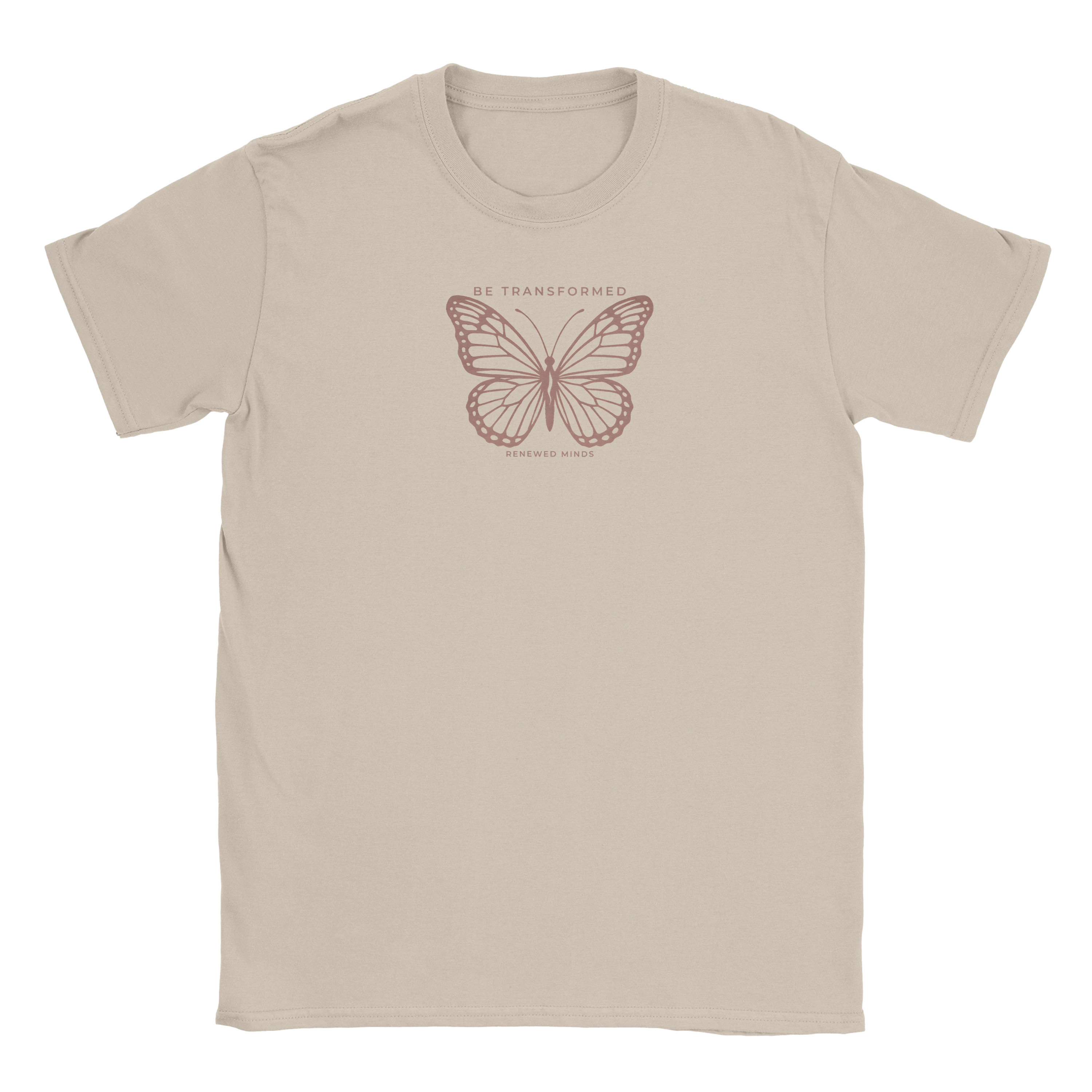 Romans 12:2 Butterfly T-Shirt | Sand