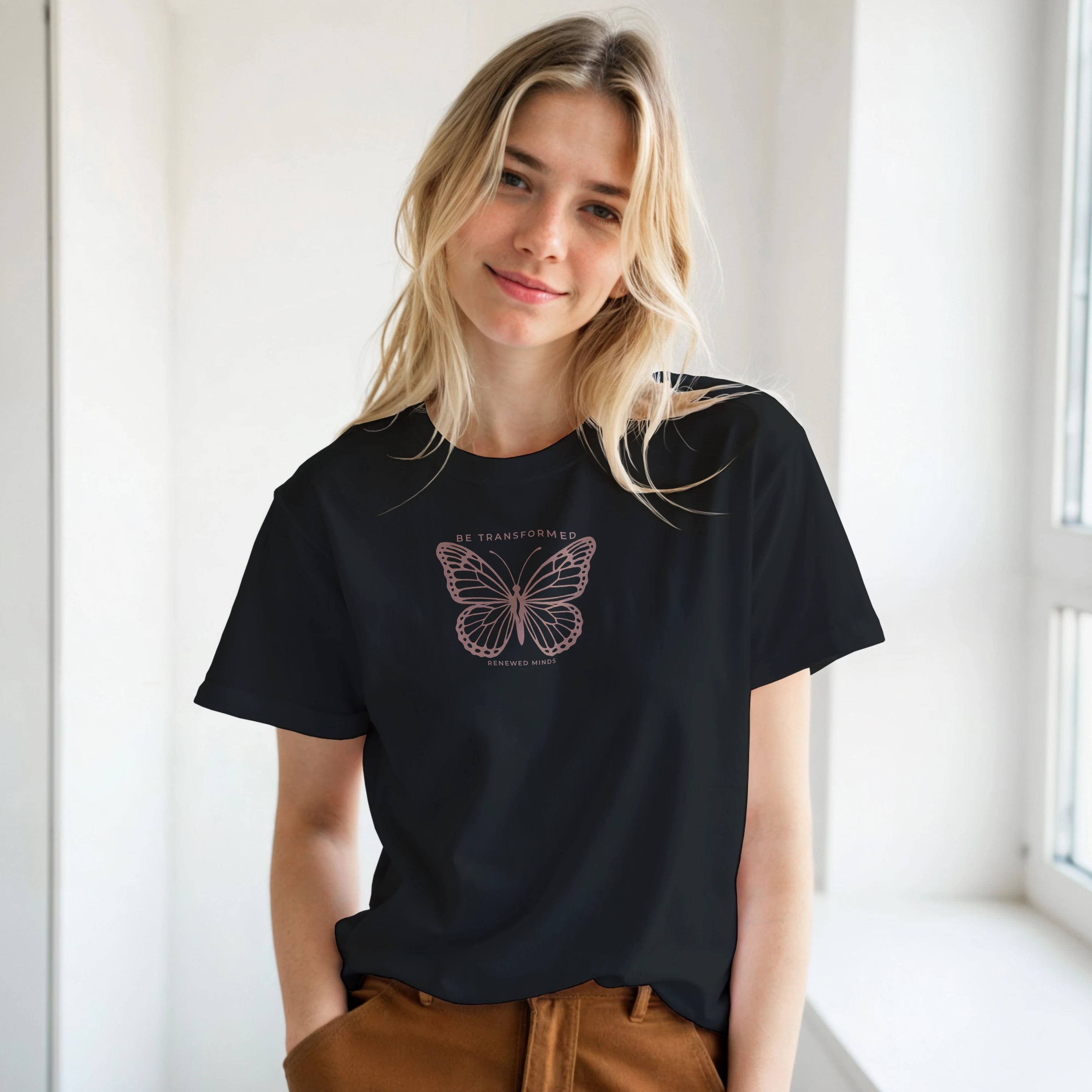 Romans 12:2 Butterfly T-Shirt | Black